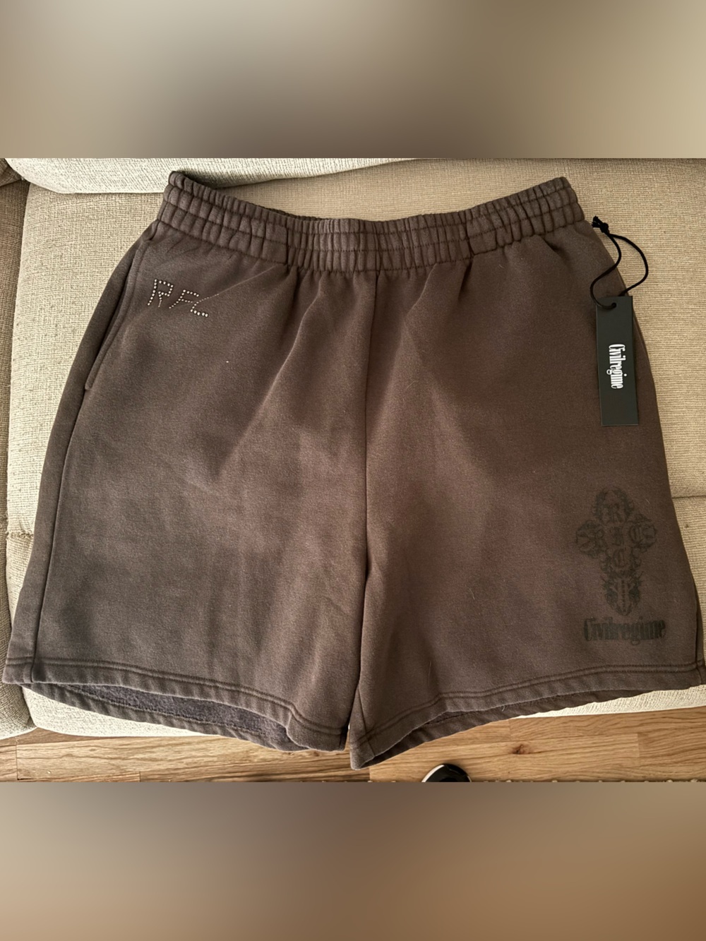 Civil Regime x Darc Sport Collab Studded Midnight Wolves Oversized sweatshorts